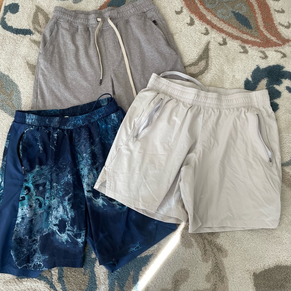 Men's Casual Shorts - Brown, Blue, and Beige